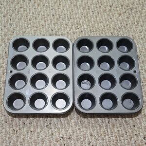 Silver Mini Muffin Baking Trays - Set Of 2